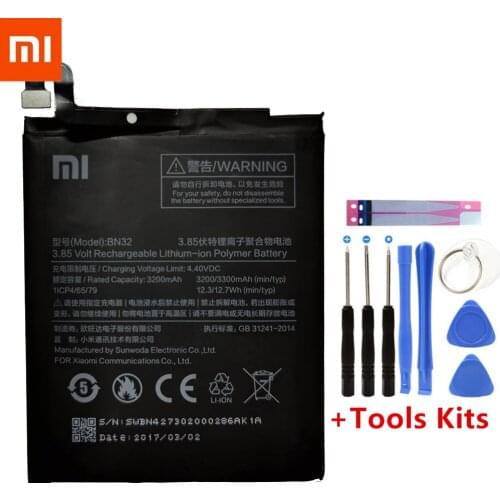Original XIAOMI BN32 Replacement Battery For Xiaomi BN32 Authentic Phone Batteries 3300mAh +Free Tool