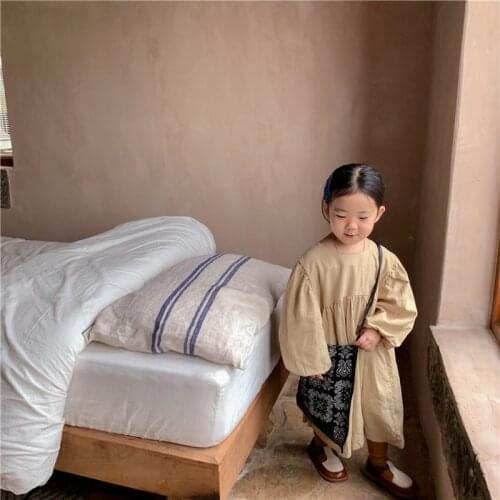 Girl Dress Kids Baby Gown 2021 Solid Spring Autumn Toddler Outwear Party Wedding Princess Tutu Dresses Cotton Children Clothing