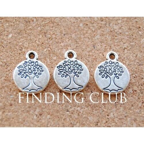 30 pcs 15x12mm Metal Alloy Silver Color Tree Charm Jewelry Accessory Classic Tree Pendant A895