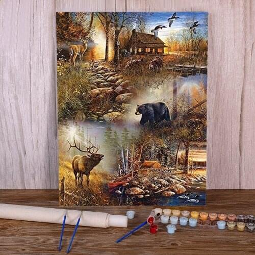 Nature Landscape Paint By Numbers Set Acrylic Paints 40*50 Paiting By Numbers Handmade Kids Wall Art Handiwork Drawing