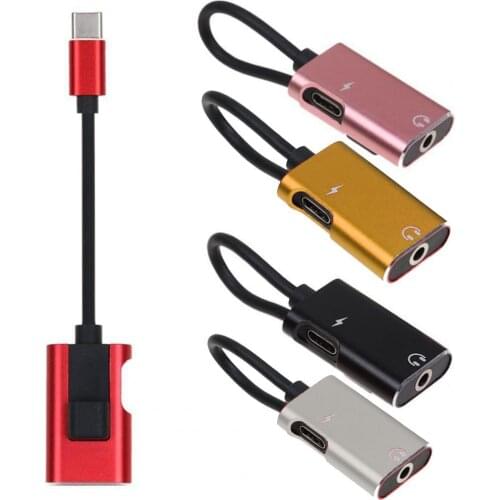 Durable 2-in-1 Type-C 3.5mm Earphones Adapter Jack Charging Support Aux Audio Cable Converter Adapter Jack for Mobile Phones