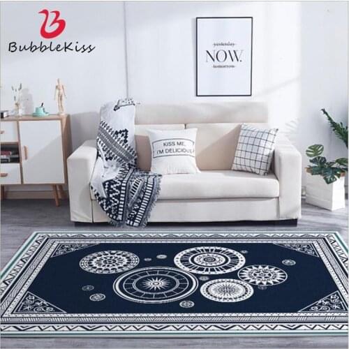 Bubble Kiss European Style Blue Gear Pattern Anti-slip Carpet Living Room Decor Area Rugs Home Customized Bedside Floor Mats