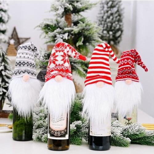 Christmas Wine Bottle Decoration Set Faceless Dolls Snowmen Elk Cloth Bottle Cover For Christmas Party Supplies Home Decor 2022