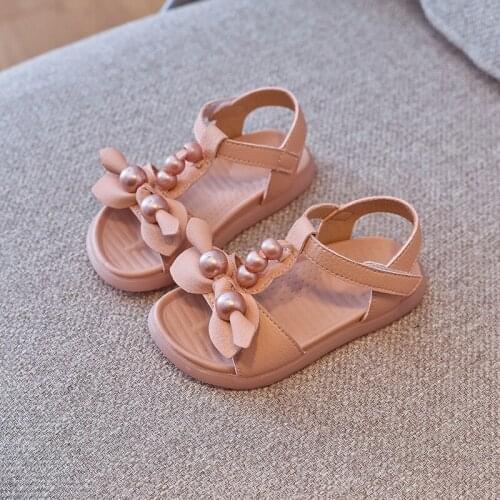 New Girls Sandals Toddler Sandals Summer Fashion Children Girls Baby Pearl Bow Princess Sandals Little Girls Shoes 21-30