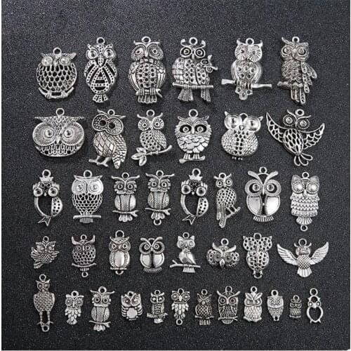 Mixed models 80 animal owl jewelry retro metal alloy DIY handmade jewelry accessories ethnic style pendant