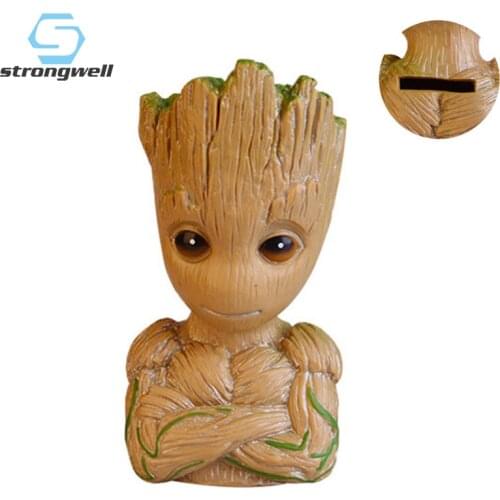 Strongwell Tree Man Piggy Bank Coin Money Box Baby Groot Doll Figurine Guardians The Galaxy Desktop Decoration