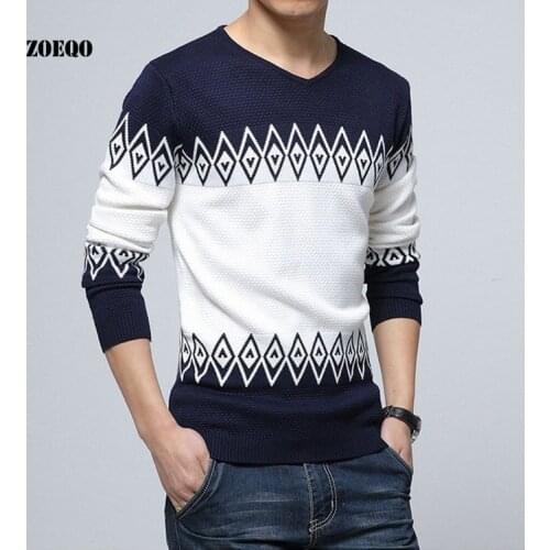 ZOEQO New Fashion Sweater men Pullovers Casual jumper For Man Knitting long sleeve v-Neck Knitwear Sweaters