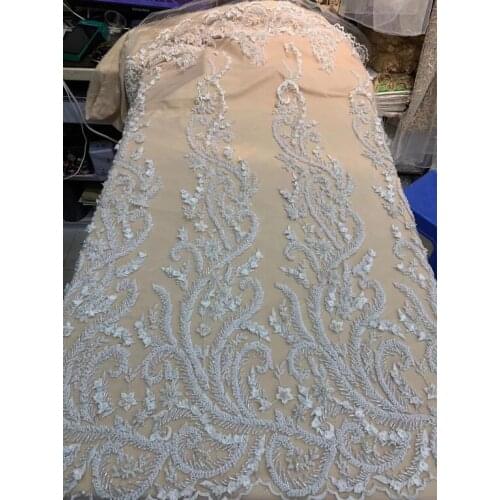 Heavy beaded bridal tulle lace SYJ-18681 African french net sewing fabric with high quality