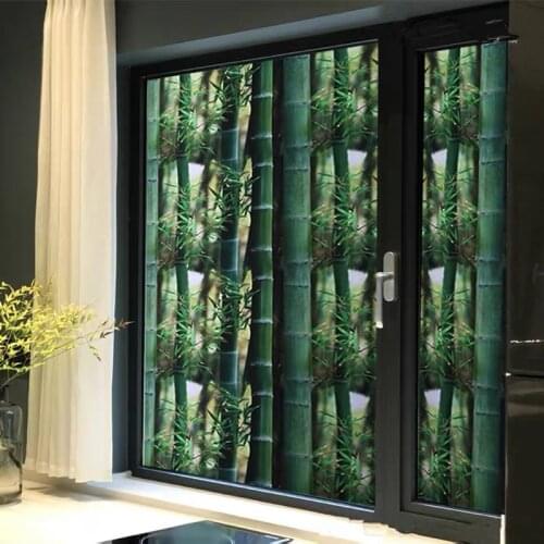 Stained Static Cling Window Film Frosted Light-transparent Opaque Privacy Glass Sticker Home Decor Chinese 3D Bamboo Poster
