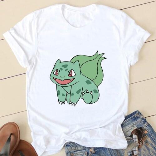 Pokemon Woman New T-shirt Bulbasaur Pikachu Kawaii Maiden Short Sleeve Casual Tshirt Cartoons Anime Tee Shirt Femme Dropshipping