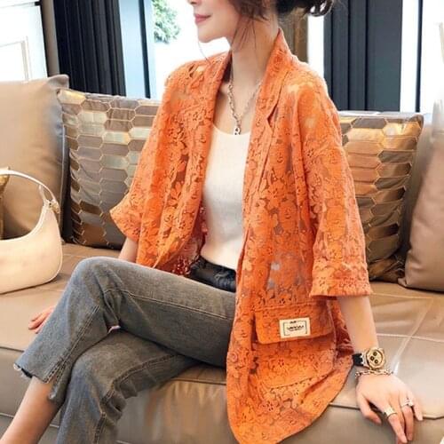 Ladies Jackets Summer White Lace Suit Coat Fashion Elegant Sunscreen Top Women Streetwear Vestidos Jacket Coats Woman Clothes