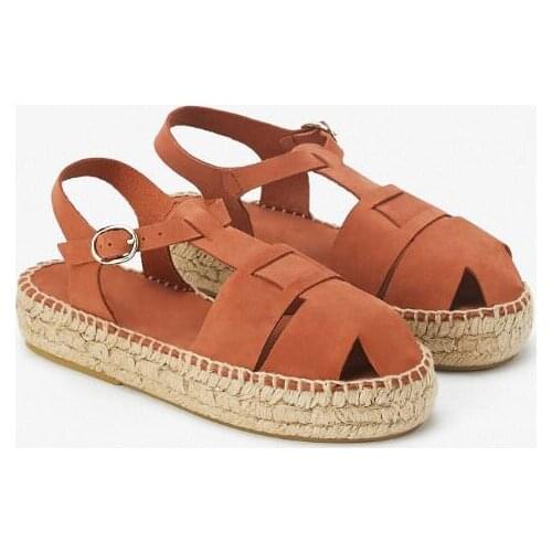 Moraima Snc Rope Braided Flat Platform Sandal for Woman Round Toe T-strap Flat Sandal Summer Cutouts Rome Style Shoes