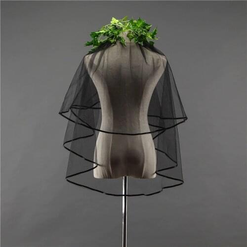 1.5M White Ivory Black Bridal Veils Short Wedding Veils With Comb Ribbon Edge Wedding Vail One-Layer Velo Negro Boda 2019