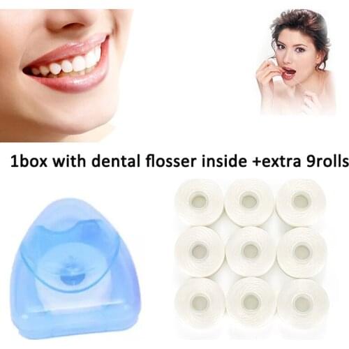 1Box+10Rolls 50m Dental Flosser Oral Hygiene Teeth Clean Dental Plaque Wax Mint Flavored Dental Floss Spool Toothpick Oral Care