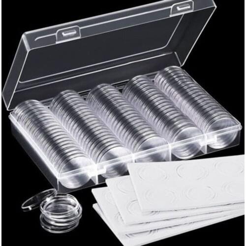 100*30mm Clear Round Plastic Coin Capsule Container Storage Box Holder Case Lot Home Garden Supplies Round Display Cases Holders