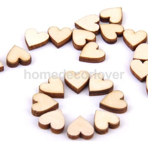 200 Plain Wooden Love Heart Shapes DIY Art Craft Cardmaking Decoration 10mm