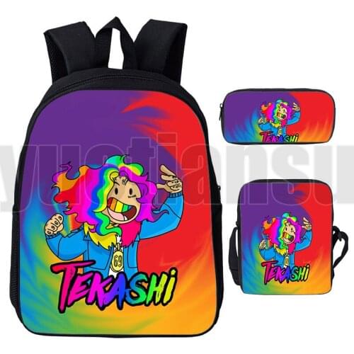 3D Print Album GOOBA Bag 6ix9ine Schoolbags Rapper Tekashi 69 Backpack Men Anime Harajuku Teenager 3 Pcs/Set 12/16 Inch Bookbag