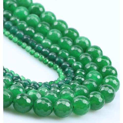 4-12mm Natural Faceted Green Chalcedony Stone Beads Round Loose Beads For Jewelry Making Diy Charm Bracelet Necklace Wholesale