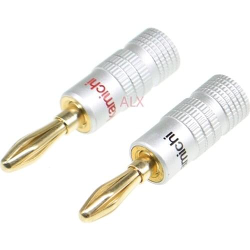 4pcs Banana Connector 4mm Speaker banana plugs 24K Copper gold plated 4mm Banana Jack match with 4mm binding post