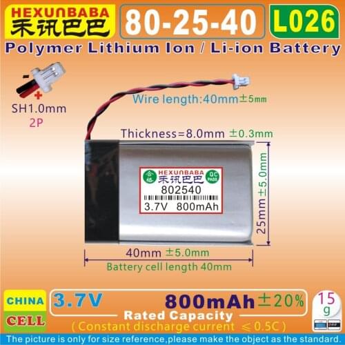 10pcs [L026] 3.7V 220mAh [401540] Polymer lithium ion / Li-ion battery for Bluetooth earphone,headphone,car kit,speaker,headset
