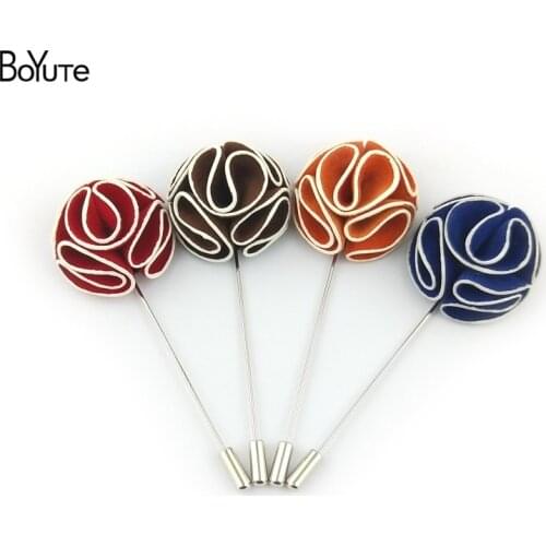 BoYuTe 10Pcs Double Deer Velvet Fabric Flower Lapel Pin Fashion Men Lapel Pins for Suits