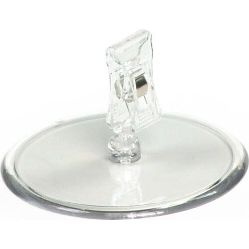 Holder 2" Sign Memo Clip for Tabletops, Holds Signs Up to 3/8-inch, Round Base - Clear