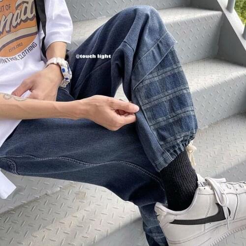 Ins jeans fashion brand insp handsome versatile drawstring Korean fashion Capri casual streetwear cheap clothes china hiphop