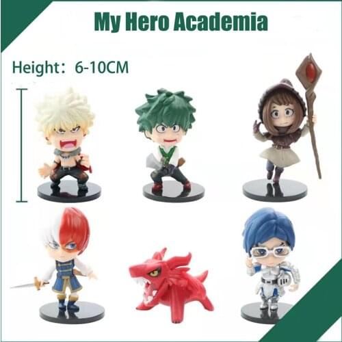 6 Pcs Each Set Anime My Hero Academia Todorok Deku Aizawa Tsuyu Might Action Figure Heroes Figurine Dolls Toys Boys 8CM