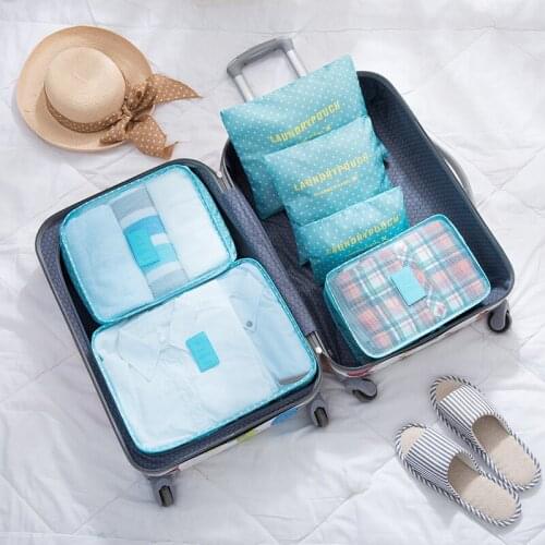 HOT SELLING 6PCS/Set High Quality Oxford Cloth Travel Mesh Bag Luggage Organizer Packing Cube Organiser Travel Bags