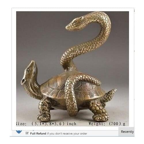 Art Bronze home decoration Selling China Old Elaborate Chinese Antique Imitation Copper Statue - Tortoise & Snake