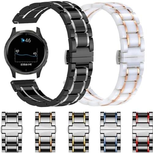 Ceramic Strap For Garmin Venu 2 GarminMove 3 GarminActive S Vivoactive 4 Band Stainless Steel Bracelet 20mm 22mm Wrist Watchband