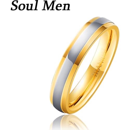 4mm Classic Wedding Band for Girl Gold Silver Color Pure Titanium Rings Comfort Fit Best Anniversary Jewelry for Women Size 4-9