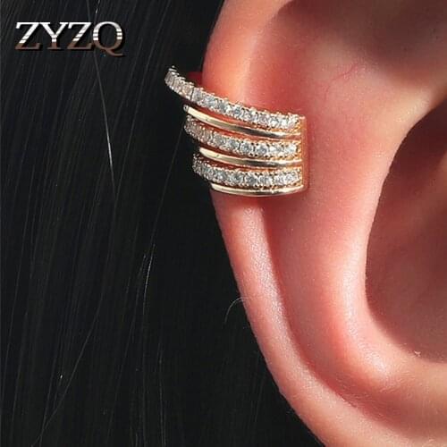 ZYZQ Romantic Cubic Zirconia Irregular Ear Cuff Ear Rings For Girls Earcuff Cute Clip on Earrings No Pierced Women Jewelry