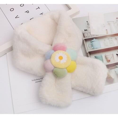 Baby Girls Coral Velvet Scarf Toddler Kids Cute Muffler Artificial Rabbit Fur Comforter Boy Cross Type Fleece Scarves 1-12T New