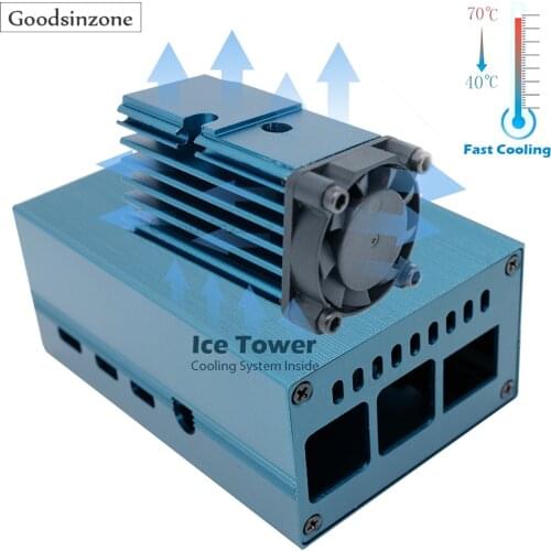 Raspberry Pi 4 B Aluminum Cooling Case with Fan Kit, ICE Tower Cooling Syste+ Fan + Heatsink Kit for Raspberry Pi 4 model B