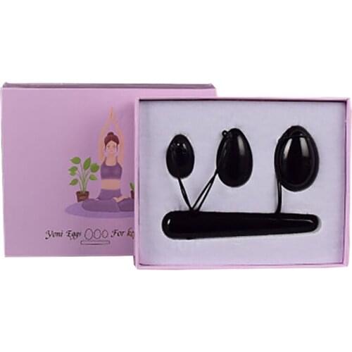 Crystal Obsidian Yoni Egg Set Natural Jade Eggs Women Kegel Exerciser Vaginal Muscles Tightening Ball Massage Yoni Wand Jade Egg