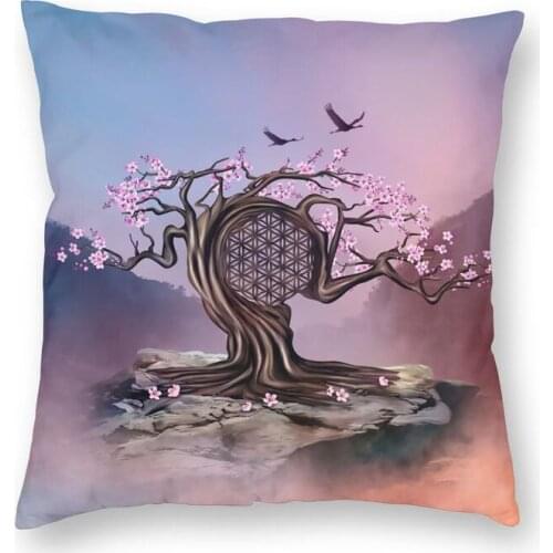 Cool Blossoming Flower Of Life Tree Square Throw Pillow Case Decoration 3D Double Side Printing Cushion Cover For Car