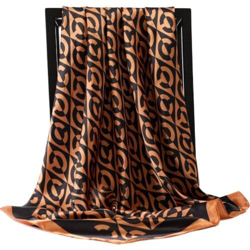 2021 Summer Sunscreen Print Silk Scarves Fashion New Dustproof Bandanna Female 90X90CM Handkerchief Popular Letter Square Shawls
