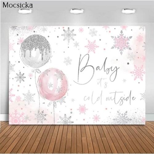 Mocsicka Baby Shower Background Balloon Snowflake Decoration Style Newborn Baby Photo Background Photography Studio