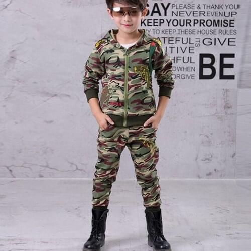 New Boys Clothing Camouflage Two Pieces Spring Autumn Kids Outfits Boys Clothes 8ST003