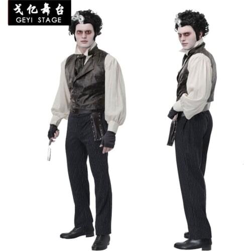 New sweeney todd coslive weeney todd sweeney todd: fleet street barber demon movie cosplay dress for adult man
