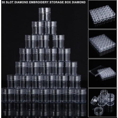 30 PCs Jewelry Strorage Box Acrylic Japan Style Transparent Embroidery Painting Organizer Containers Rings Nail Small Round Jars