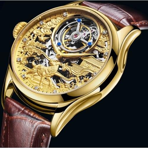 Original Tourbillon Watch For Men Luxury Casual Classic Skeleton What Dog Dial Sapphire Waterproof Relogio Masculino