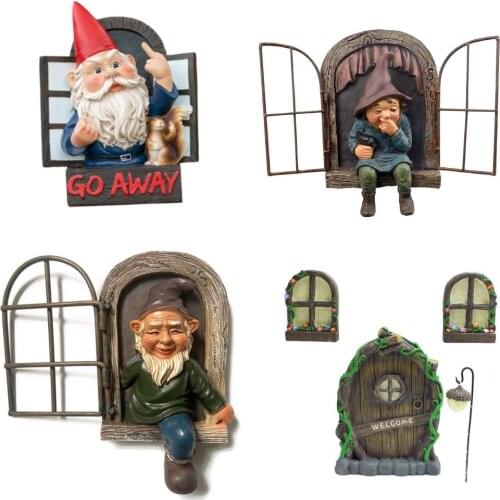 Naughty Garden Dwarf Statue Elf Going Out Tree Hugger Miniatures Garden Home Decoration & Figurines Outdoor Fairy Ornament X0D1