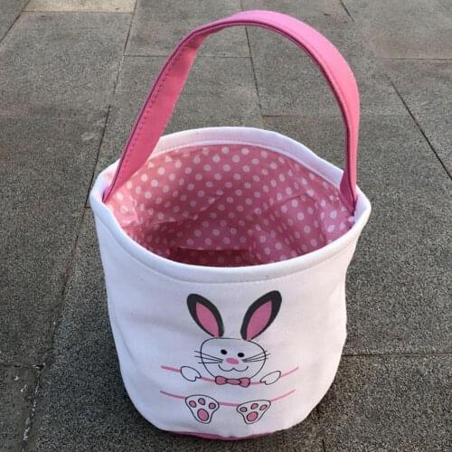 Easter Gift Cute Rabbit Pattern Canvas Bucket Bag Handbag Basket for Girls Boys