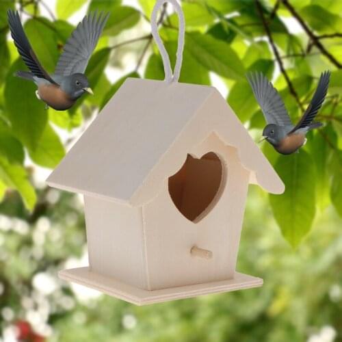 Bird Nest Natural Wood House DIY Creative Heart Shaped Parrot Parakeet Hanging