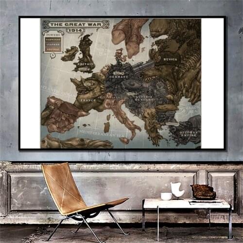 Retro Europe Map Canvas Map of The Great War 1914 Decorative Wall Paper for Children Education School Office Supplies 84*59cm