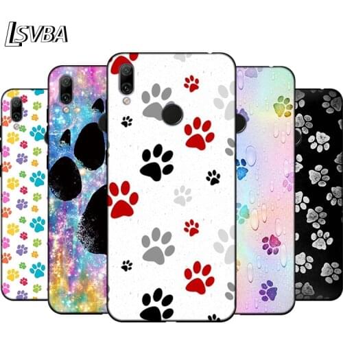 Silicone Cover Cat Dog Footprints For Huawei Mate 30 20 20X 10 Lite Y9 Y7 Y6 Y5 Pro Prime Lite 2019 2018 Phone Case