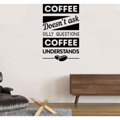 Coffee Wall Sticker Quote Wall Decal Home Decor Revocable For Coffee Shop Waterproof Vinyl Mural Art DW6482