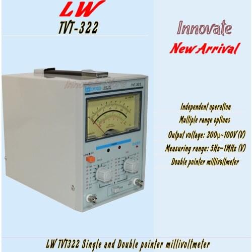 Pointer Voltage Measuring Frequency Instrument TVT-322 300μV~100V 5Hz~1MHz Dual Pointer Display Two-Channel Millivoltmeter